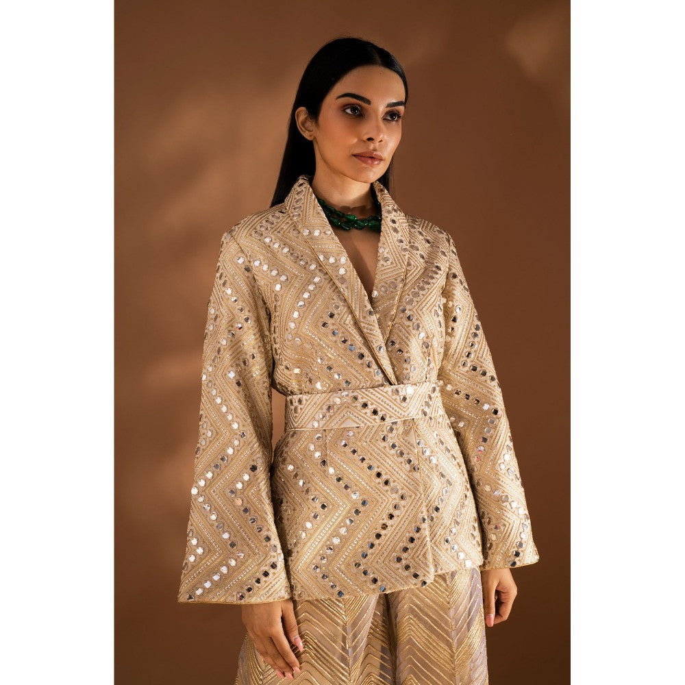 JUHI NANDA Beige Embellished & Mirror Fusion (Set of 3)