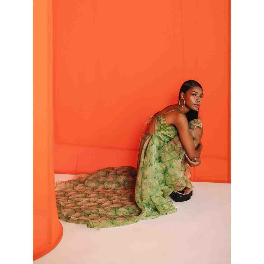 JULY ISSUE Green Bella High Low Dress