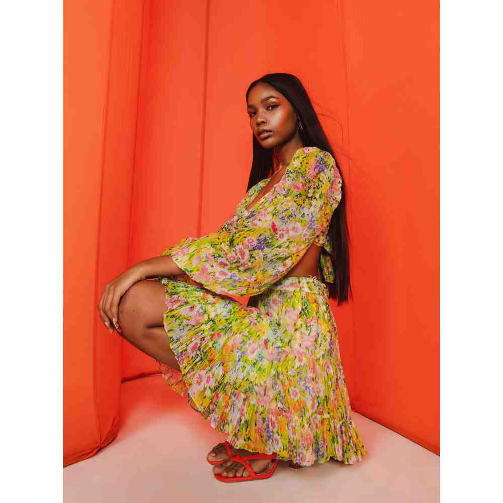 JULY ISSUE Green Zoey Crop Top & Miini Skirt (Set of 2)