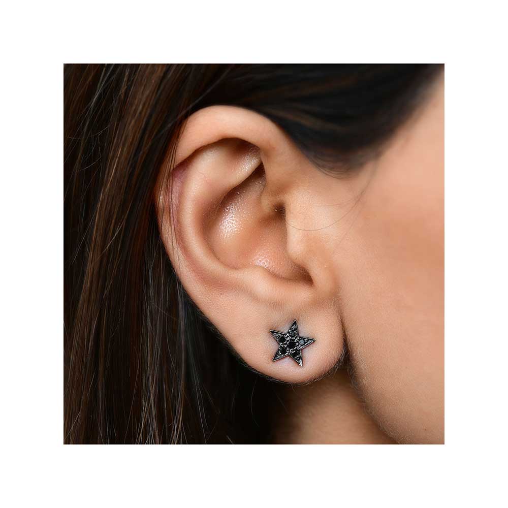Kaj Fine Jewellery Star Black Diamond Studs in 14KT Black Gold Nykaa