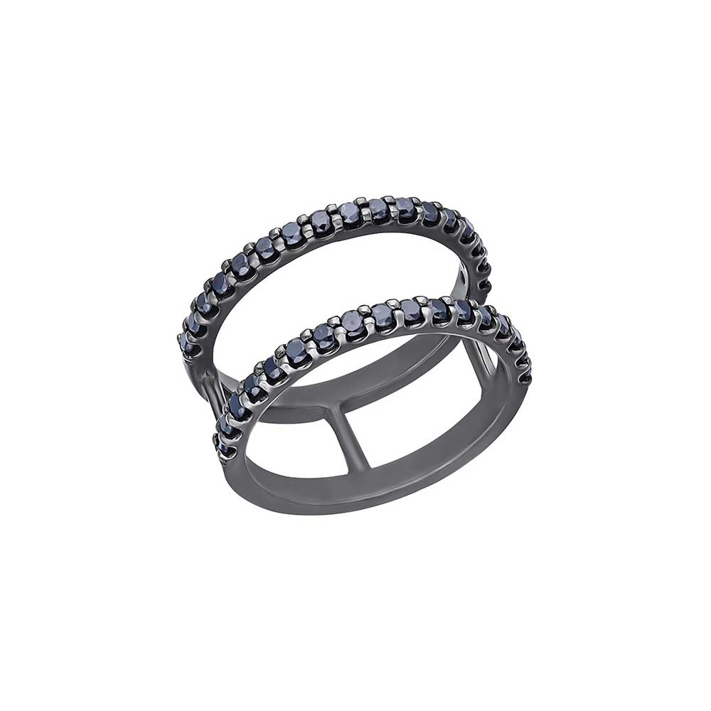 Kaj Fine Jewellery Double Line Black Diamond Midi Ring in 18KT Black G