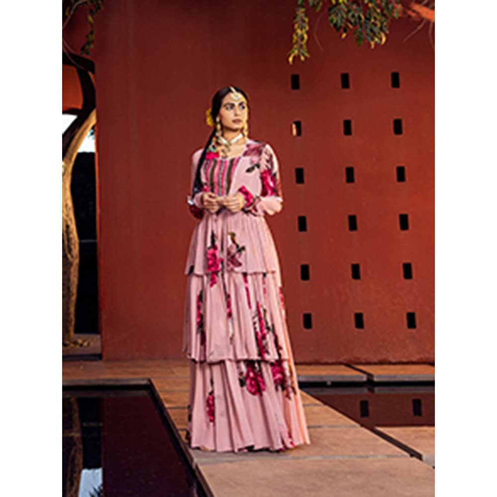 KALISTA Sakina Cape Jacket Sharara with Bustier (Set of 3)