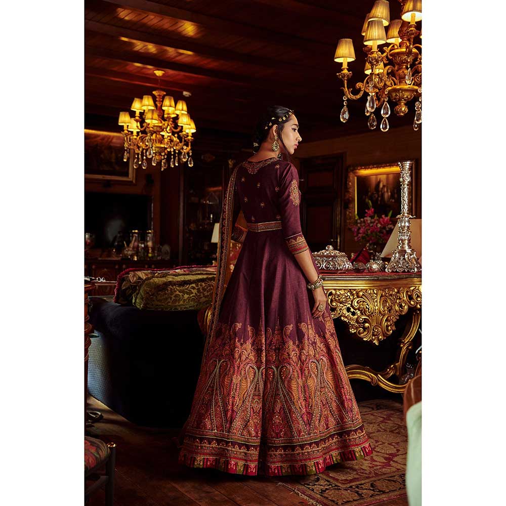 KALISTA Mehjabeen Wine Anarkali Set (Set of 2)