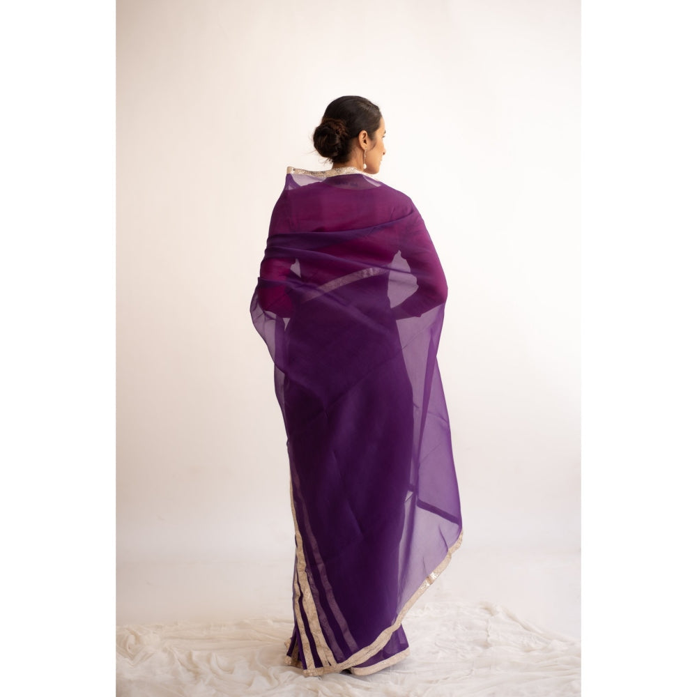 KAPARDARA Dark Purple Amara Hand Crafted Saree