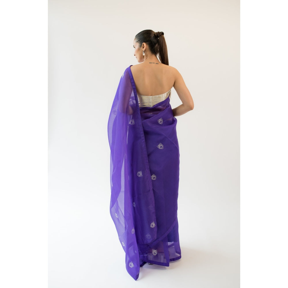 KAPARDARA Royal Purple Sumatran Hand Crafted Saree