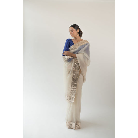 KAPARDARA Ivory Orion Hand Crafted Saree