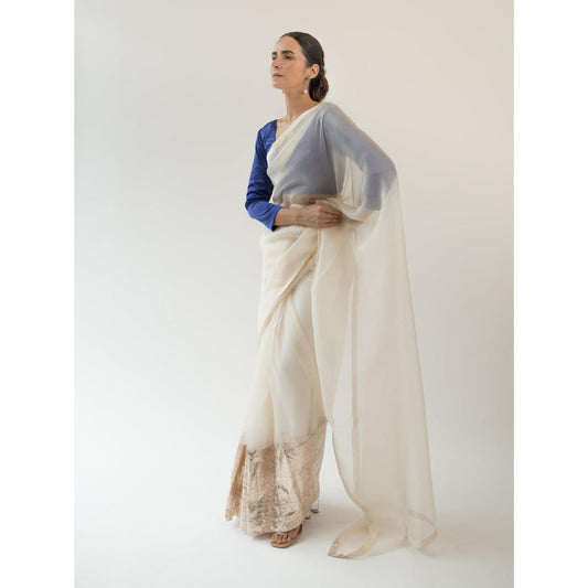 KAPARDARA Ivory Sirius Hand Crafted Saree