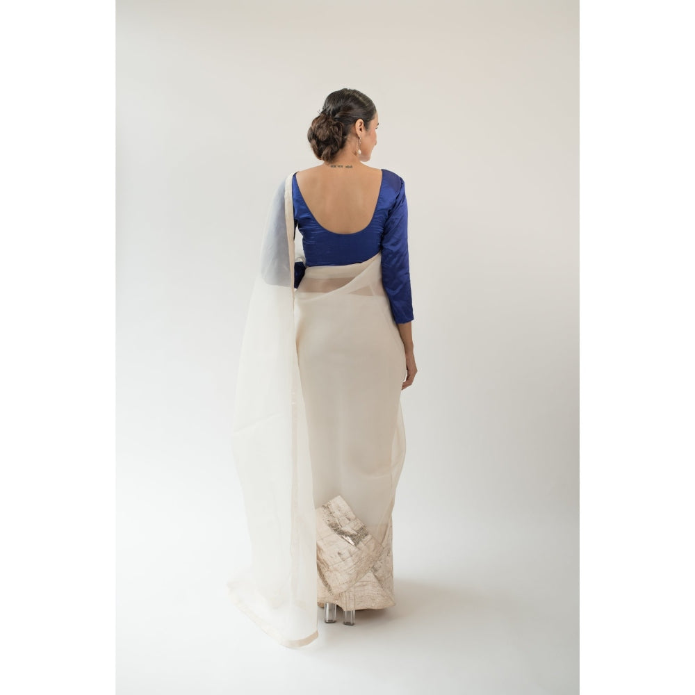 KAPARDARA Ivory Sirius Hand Crafted Saree