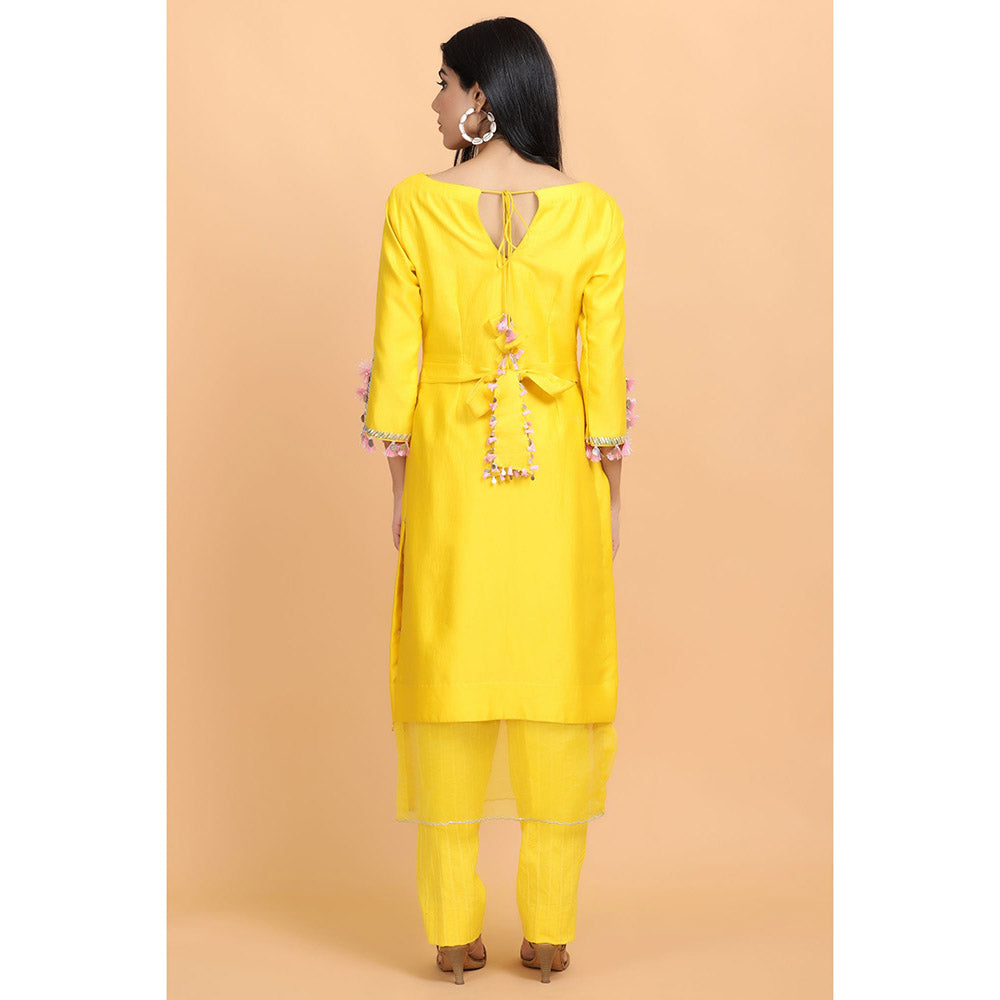 Arpita Sulakshana Parrot Chanderi Kurta Pant with Dupatta (Set of 3)