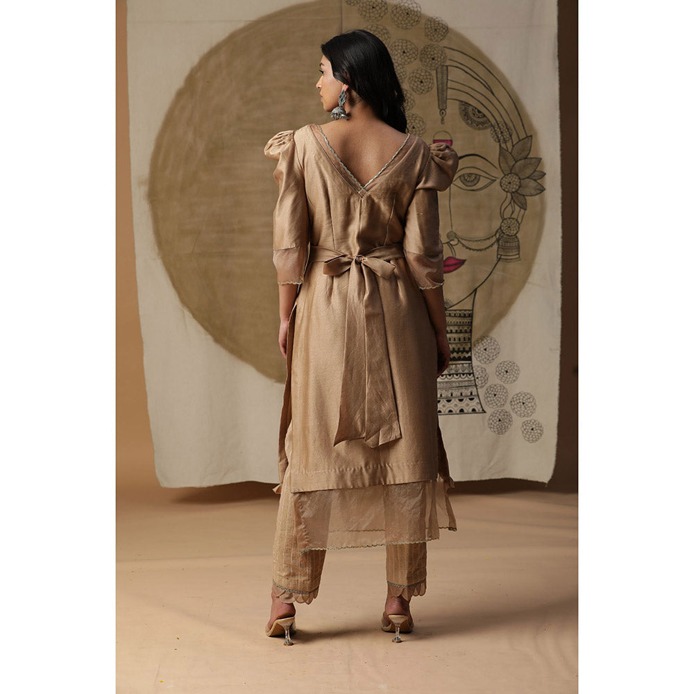 Arpita Sulakshana Beige Handpainted Suit (Set of 3)
