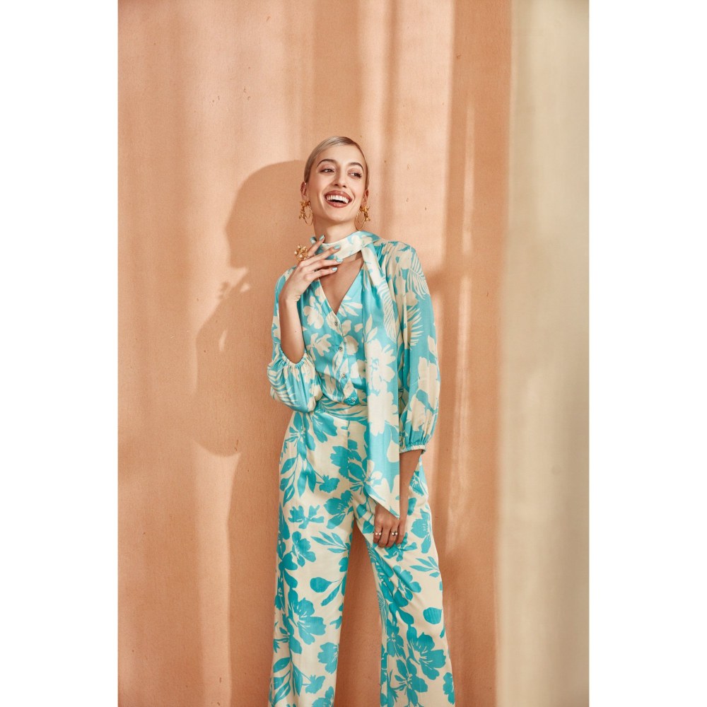 Label Deepika Nagpal Caramel Co-Ord Ocean Blue (Set of 2)