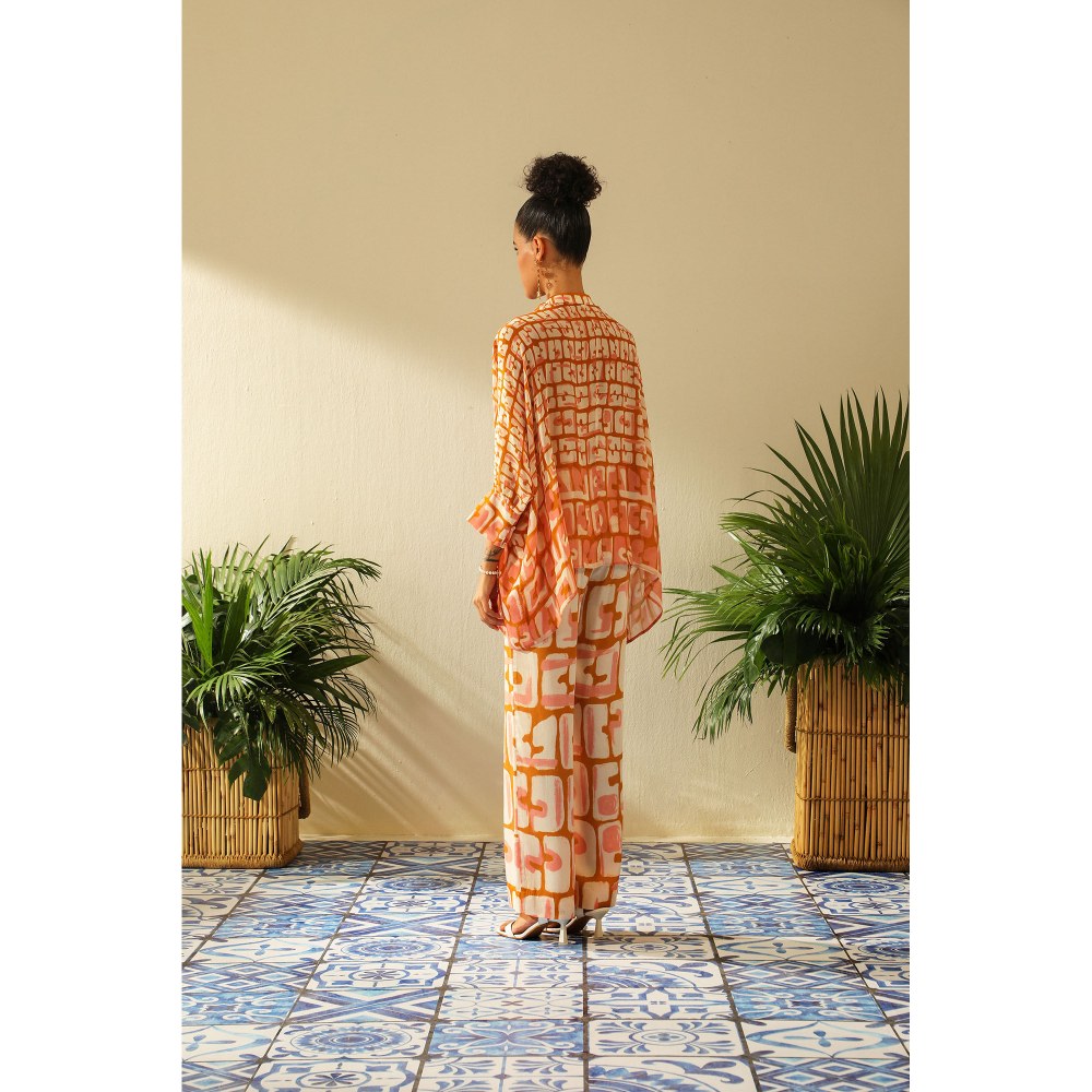 Label Deepika Nagpal Aria Ochre Kimono Pant (Set of 2)