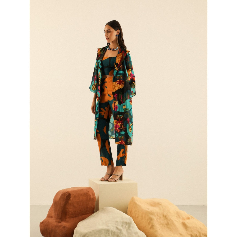 Label Deepika Nagpal Black Hannah Co-ord -Kohl (Set of 3)