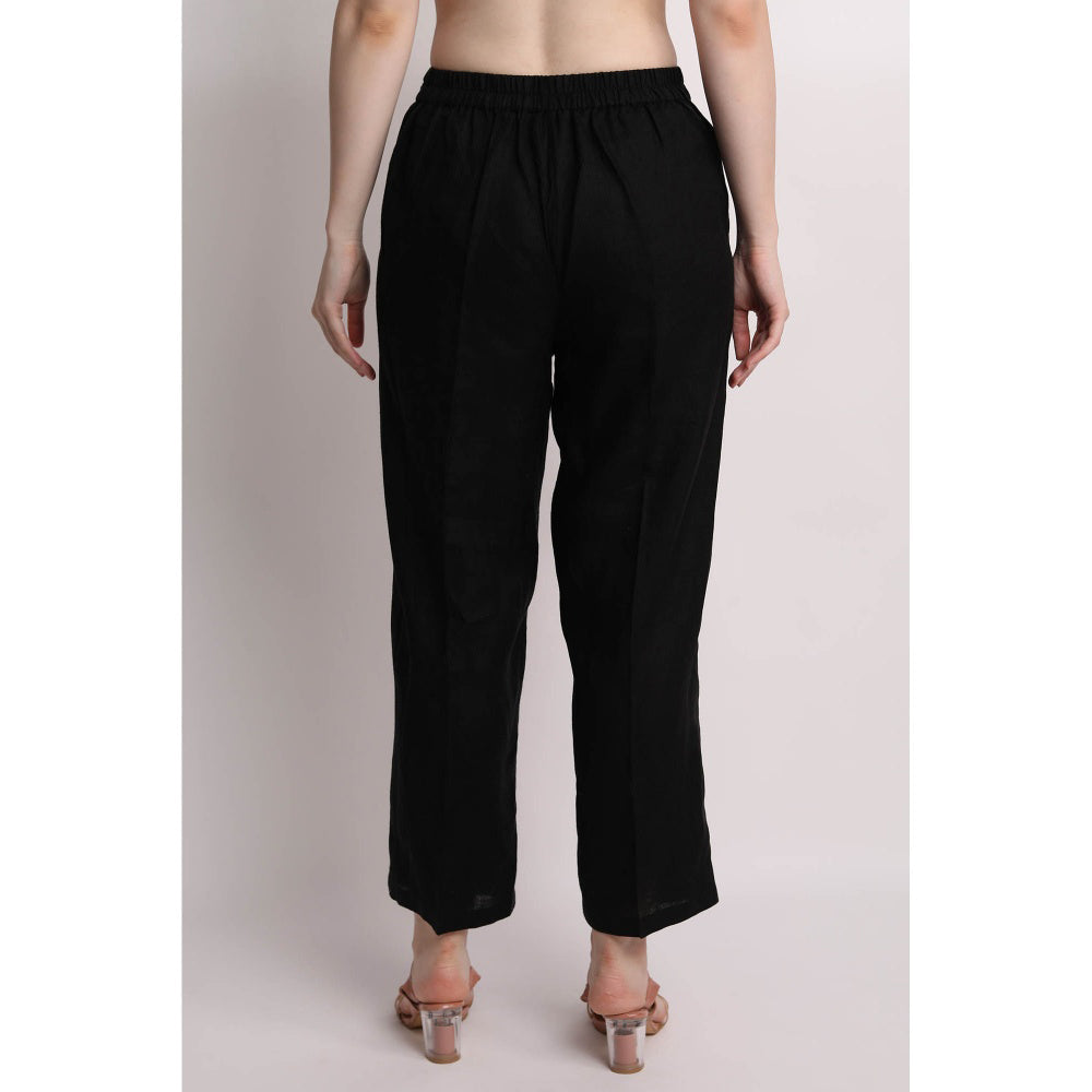 Linen Bloom Black Solid Pant