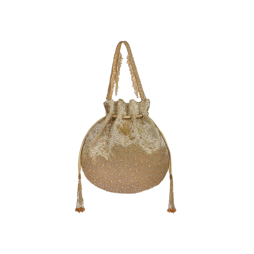 Lovetobag Eclat Potli Peerless Gold with Handle