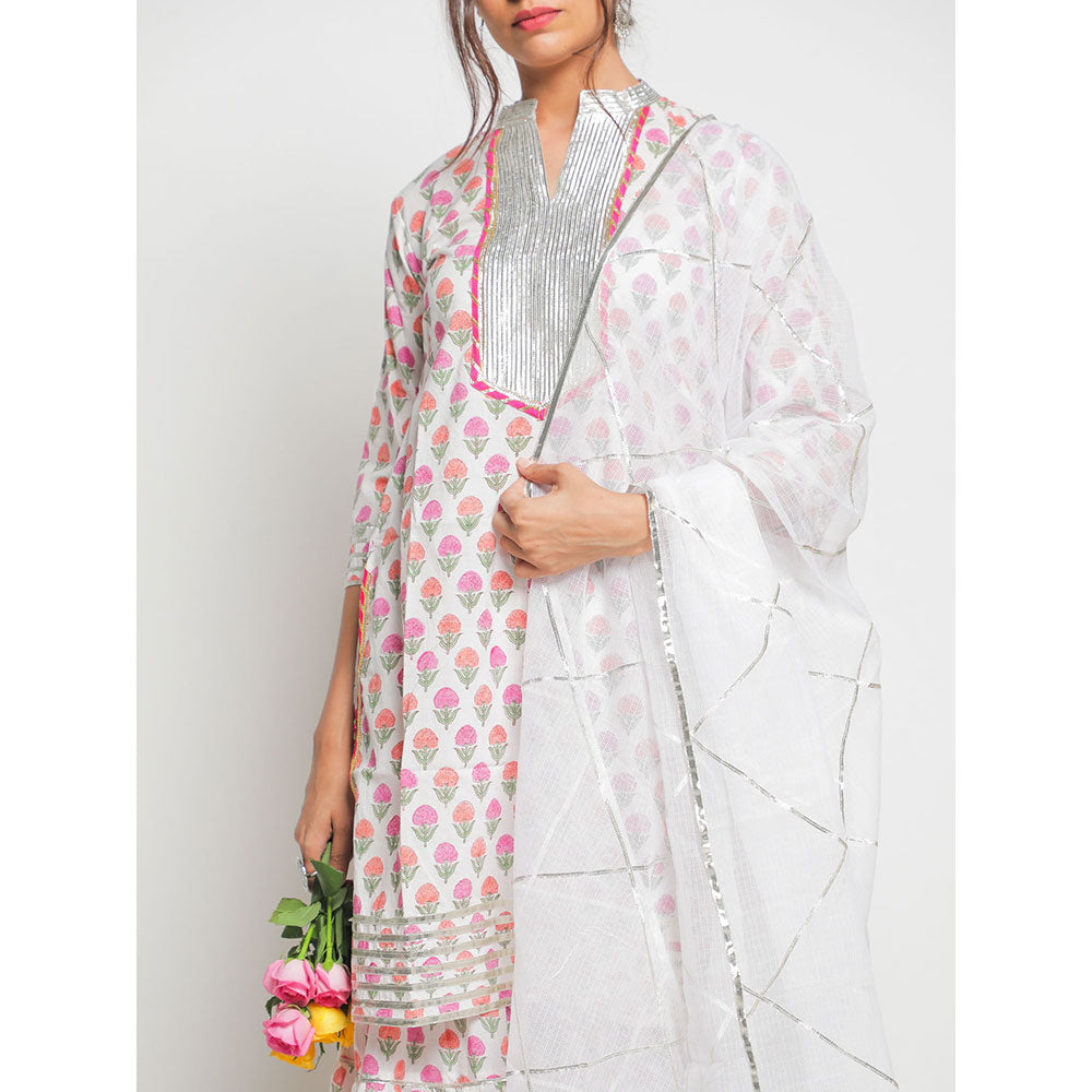 Maison Shefali Guldastan Shwet Sharara (Set of 3)