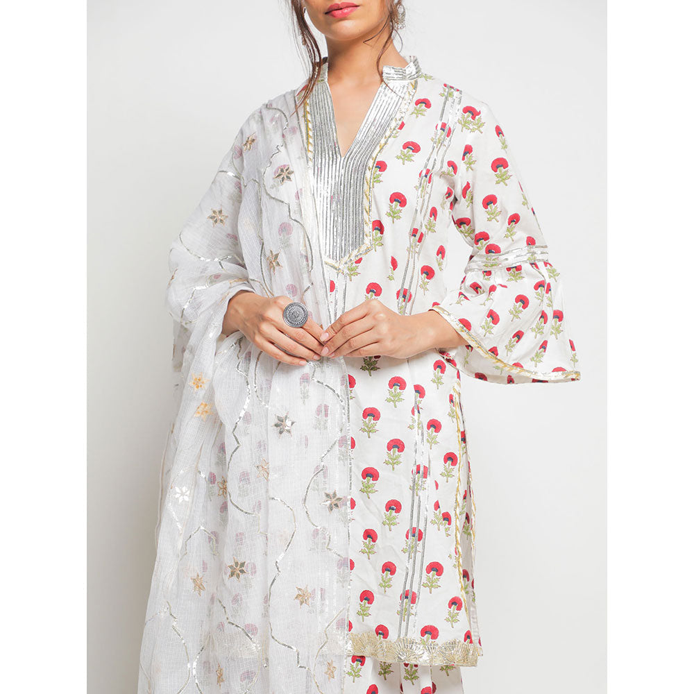 Maison Shefali Gainda Phool Print On Print Sharara (Set of 3)