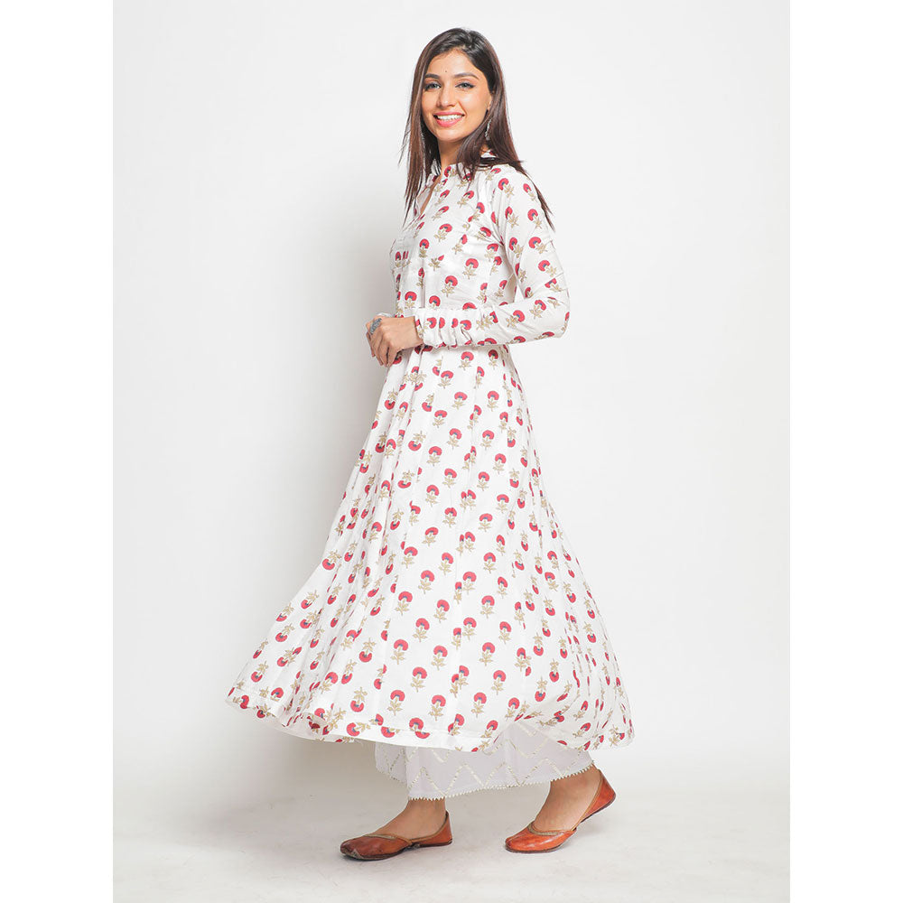 Maison Shefali Gainda Phool Rajasthani Neck Farshi Anarkali Kurta (Set of 2)
