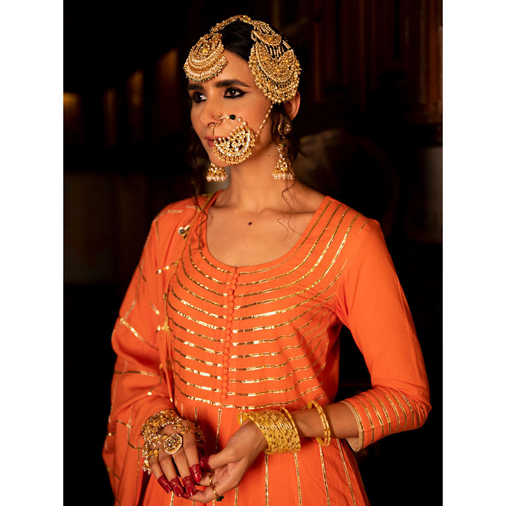Maison Shefali Falak Cotton Kalidaar Farshi Anarkali (Set of 3)