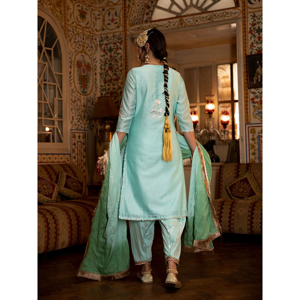 Maison Shefali Ulfat Firoza Chanderi Silk Kurta Salwar (Set of 3)
