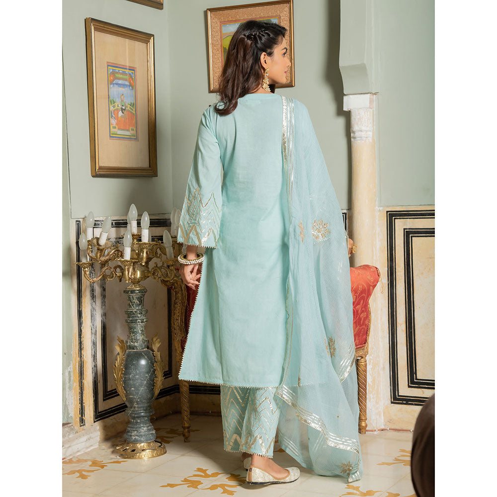 Maison Shefali Noor Harita Gota Lehriya Work Kurta (Set of 3)