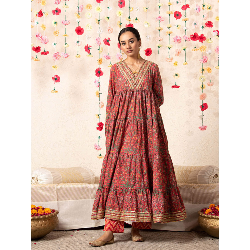Maison Shefali Sitara Mughal Baagh Kurta Peach (Set of 2)