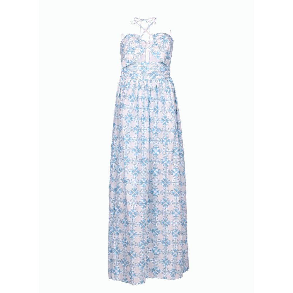 MALIE Blue and White Printed Isola Dress