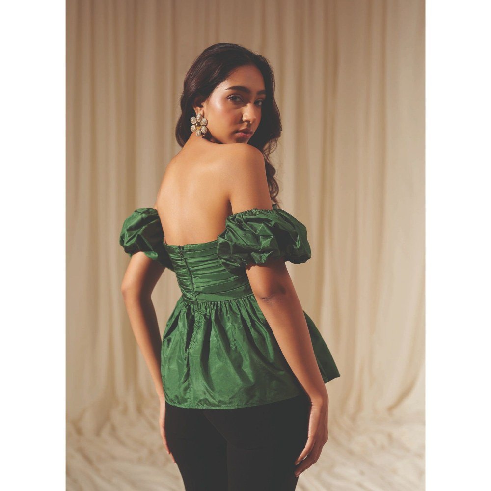 MALIE Off Shoulder Forest Green Vico Top