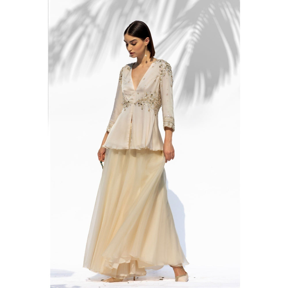 MANDIRA WIRK Ivory Tunic With Skirt And Dupatta (Set Of 3)