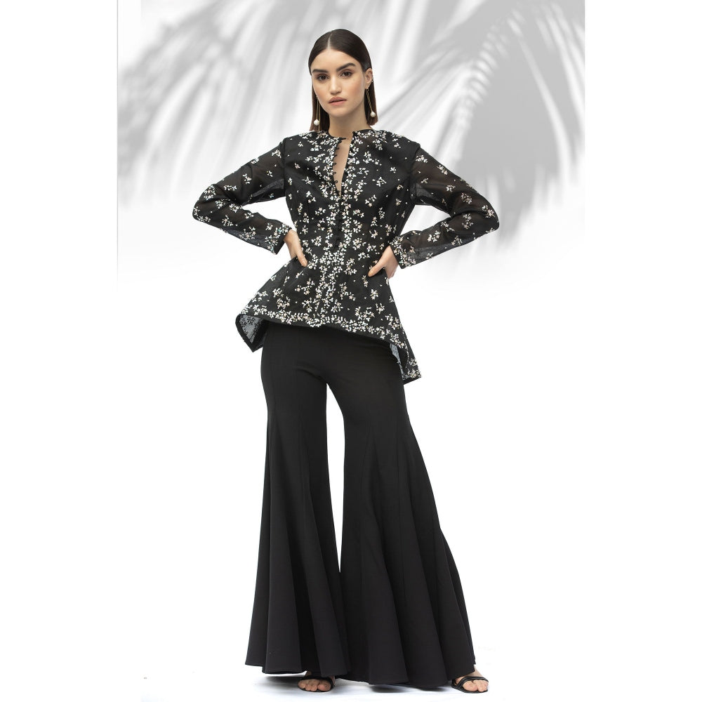 MANDIRA WIRK Black Jacket With Palazzo (Set Of 2)