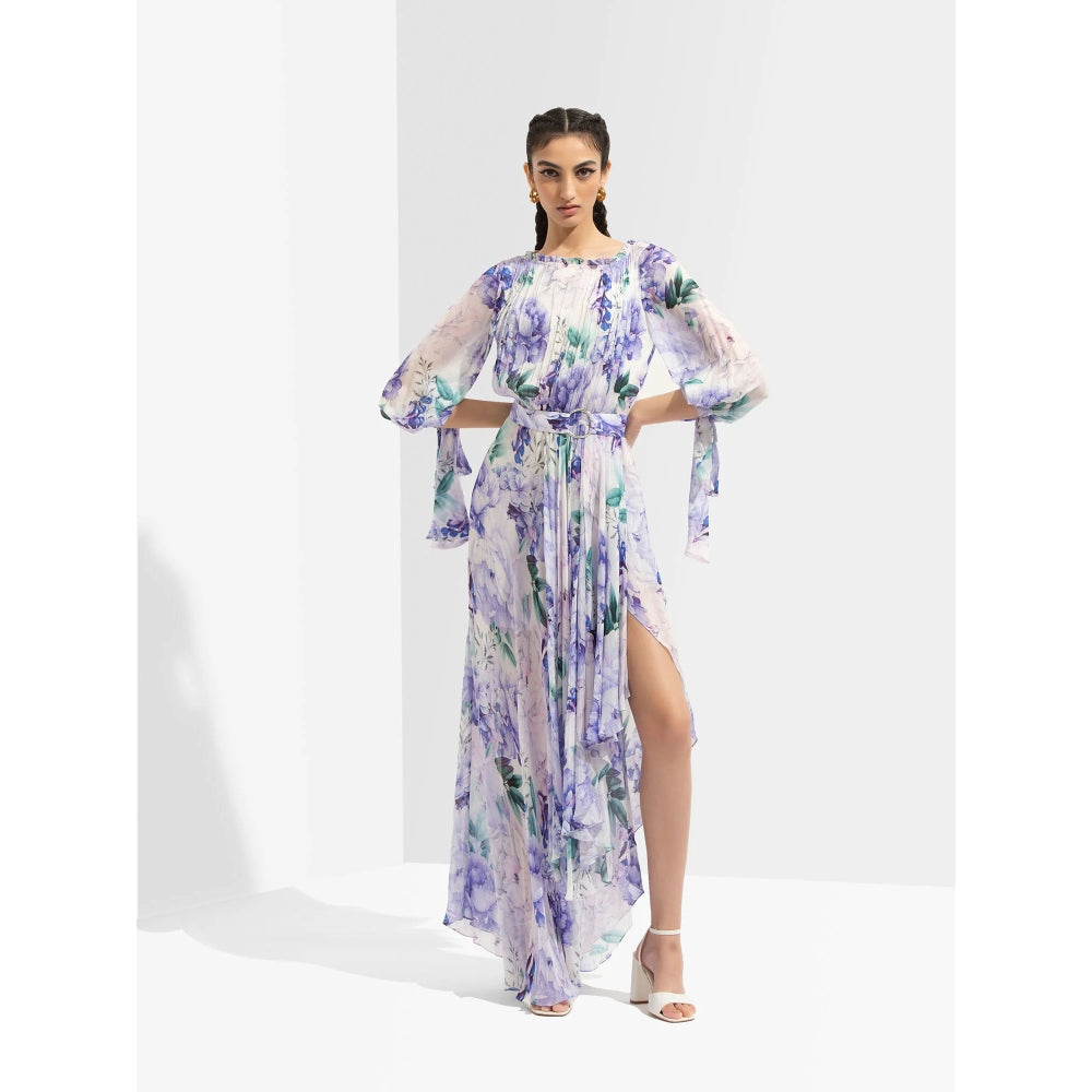 MANDIRA WIRK Ume Printed Dress Blue