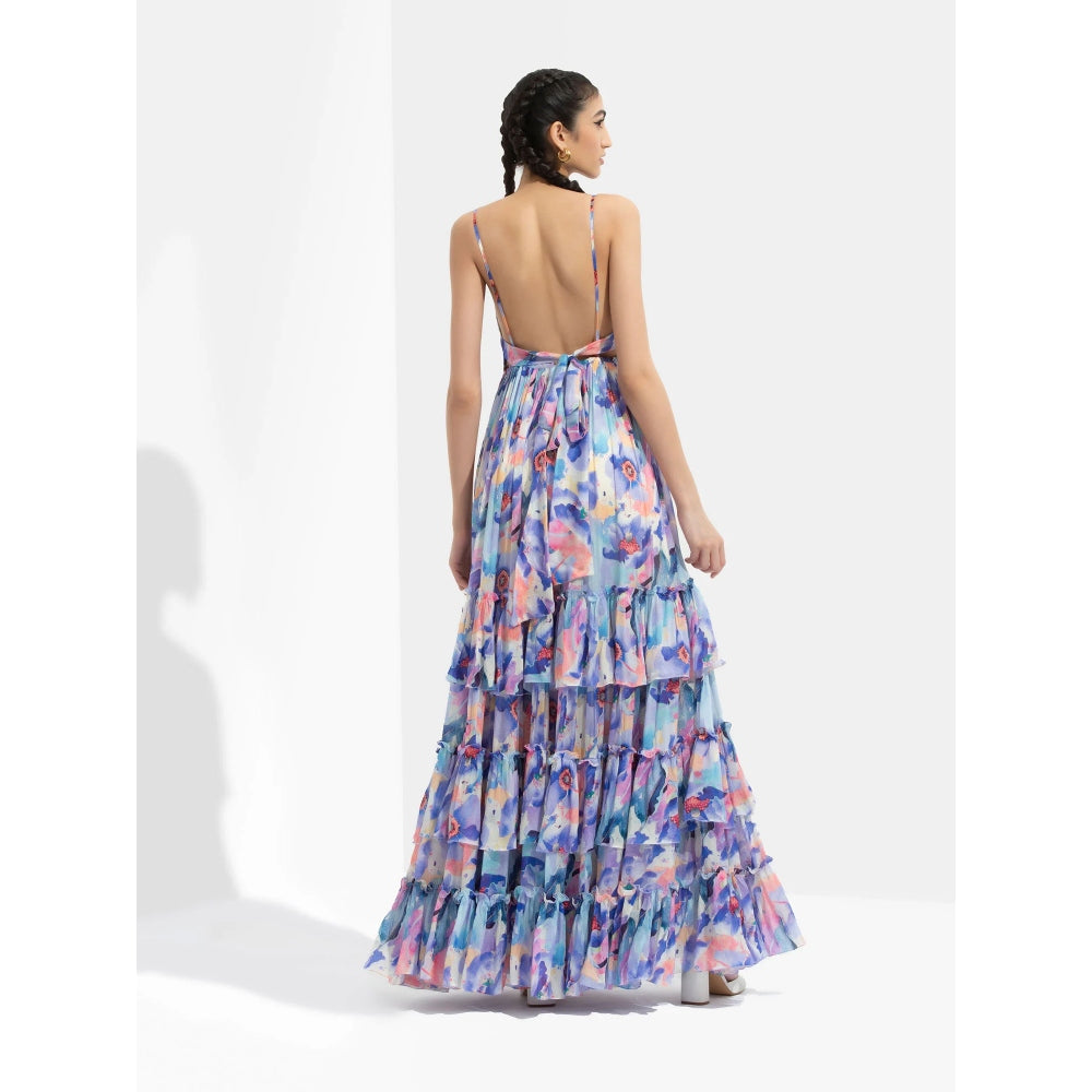 MANDIRA WIRK Matsu Printed Long Dress Blue