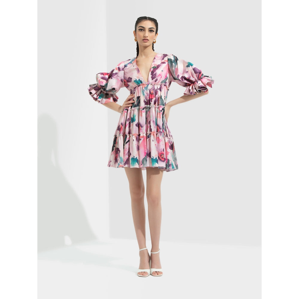 MANDIRA WIRK Azalea Printed Short Dress Pink