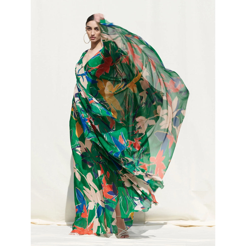 MANDIRA WIRK Kaftan withLycra Net Slip Green (Set of 2)