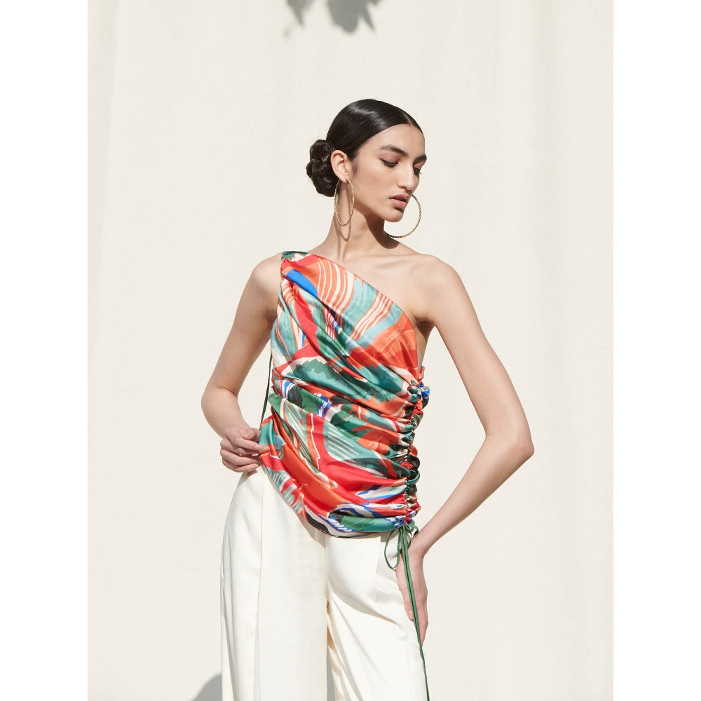 Mandira Wirk White Printed Crepe Top With Palazzo (Set Of 2)