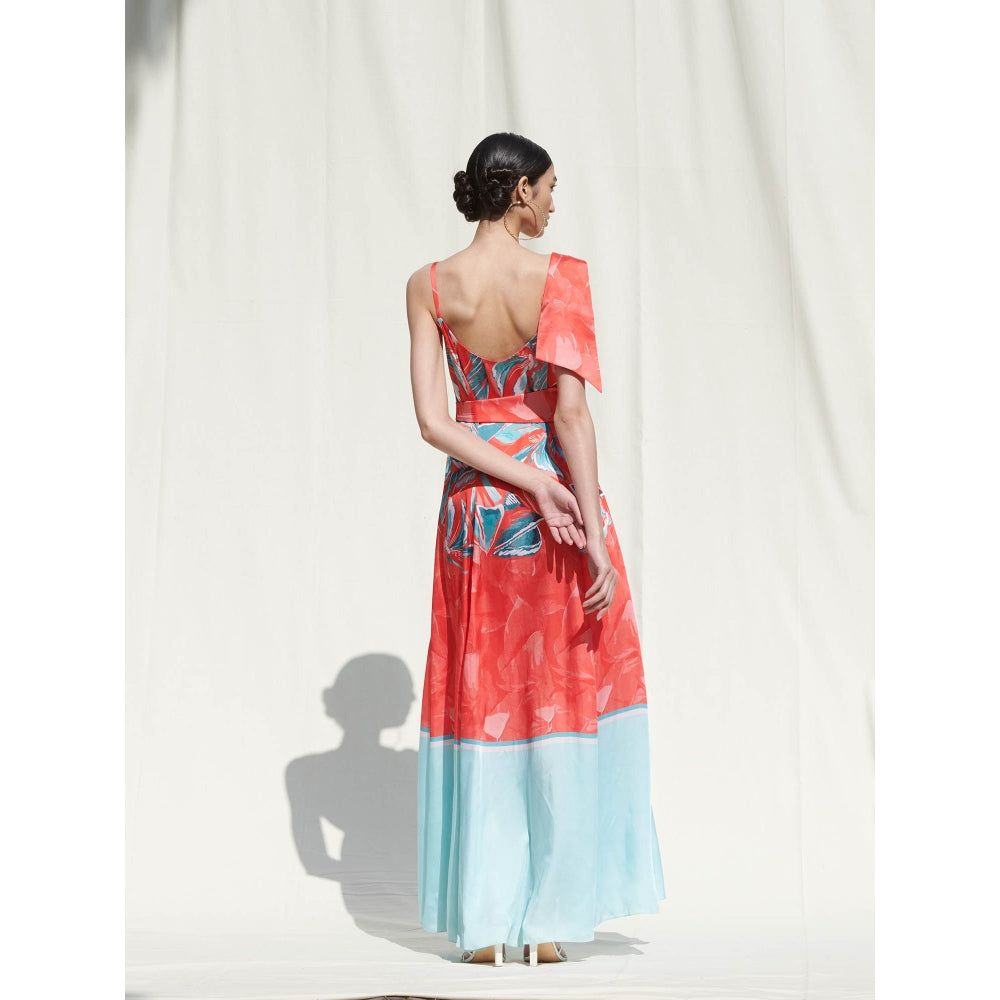 Mandira Wirk Red Printed Crepe Dress