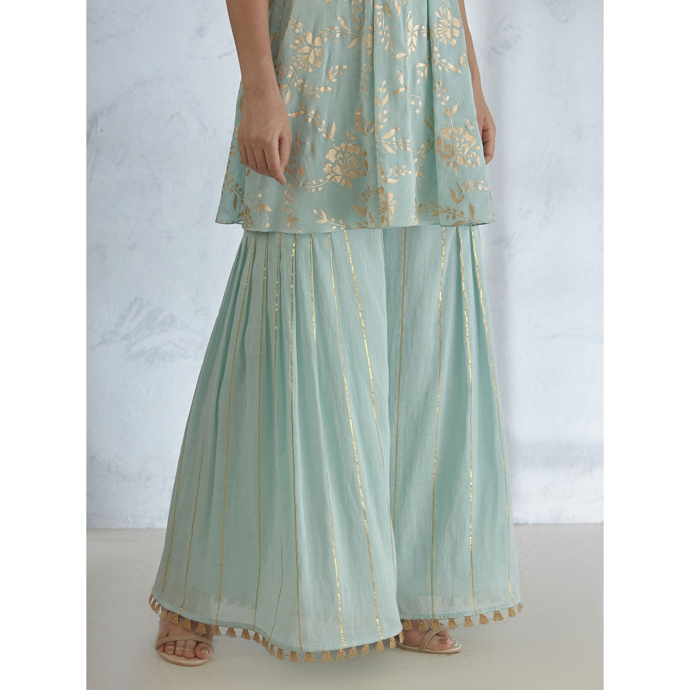 Mandira Wirk Foil Printed Kurta Wth Sharara And Dupatta (Set of 3)