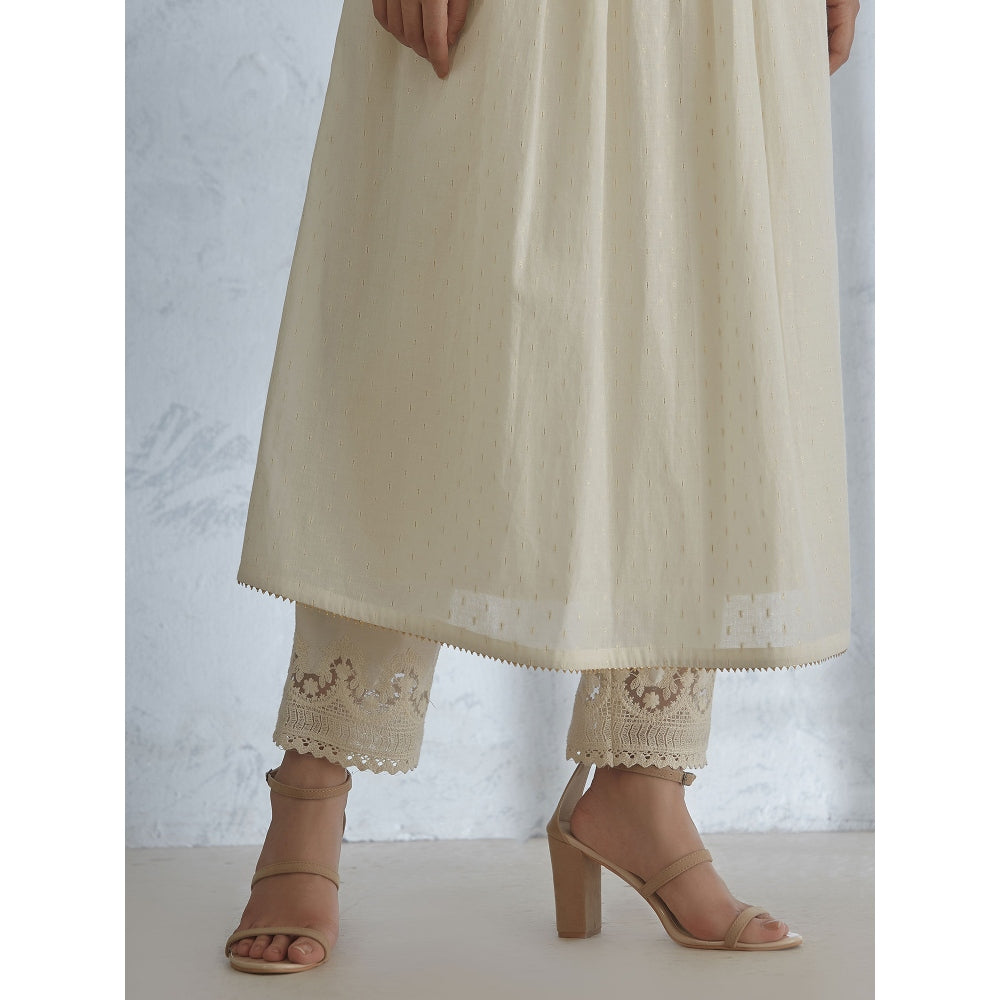 Mandira Wirk Ivory Kurta With Straight Pant (Set of 2)
