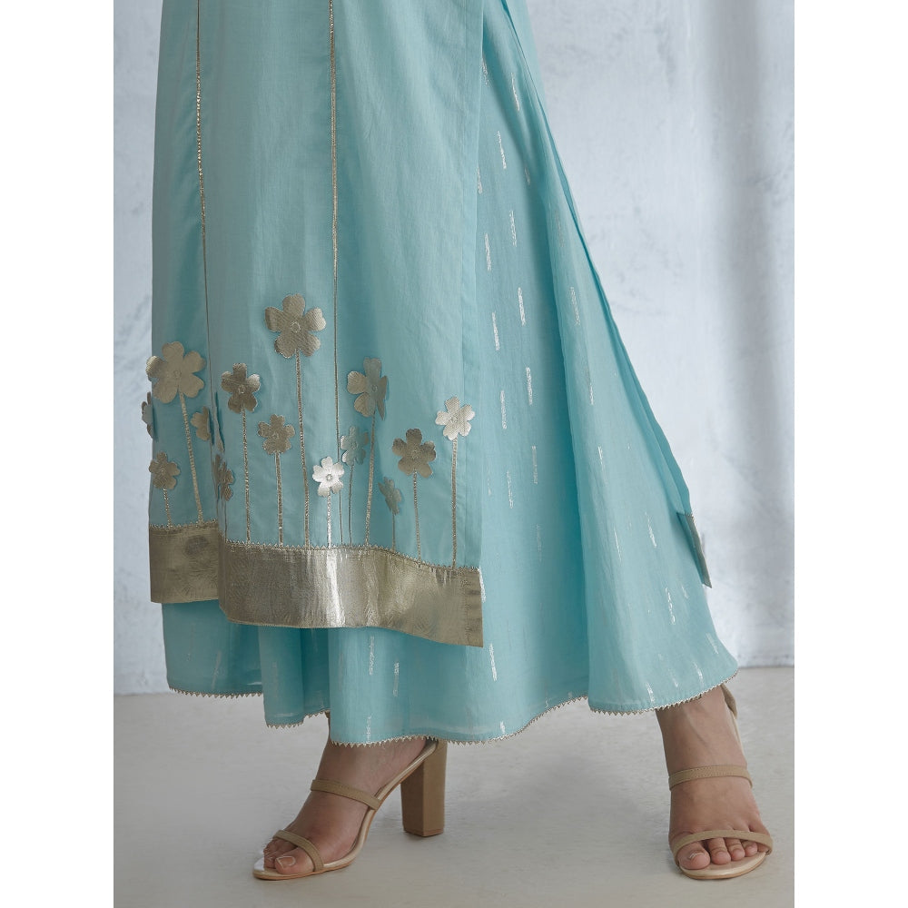 Mandira Wirk Silver Gota Cutwork Kurta With Sharara And Dupatta (Set of 3)