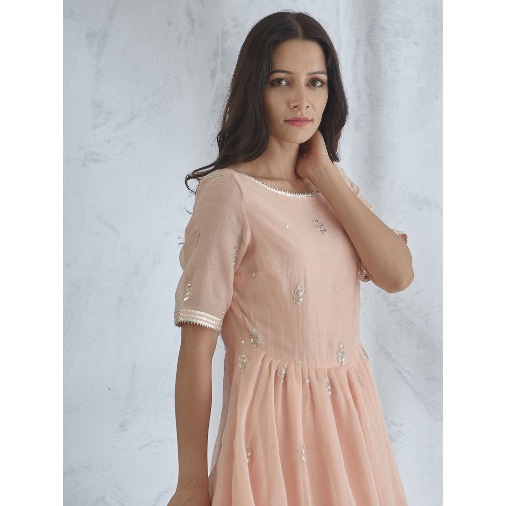 Mandira Wirk Silk Chanderi Short Kurta With Sharara And Dupatta (Set of 3)