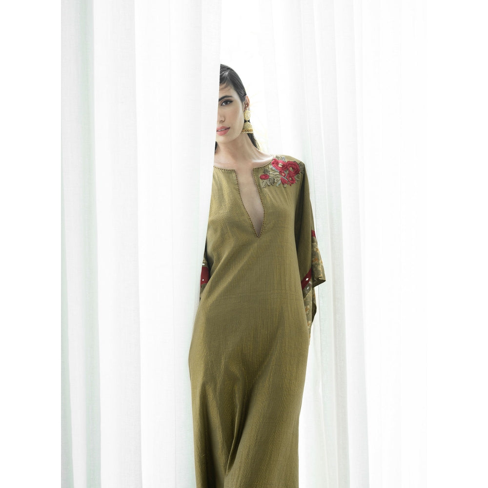 Mandira Wirk Olive Kaftan