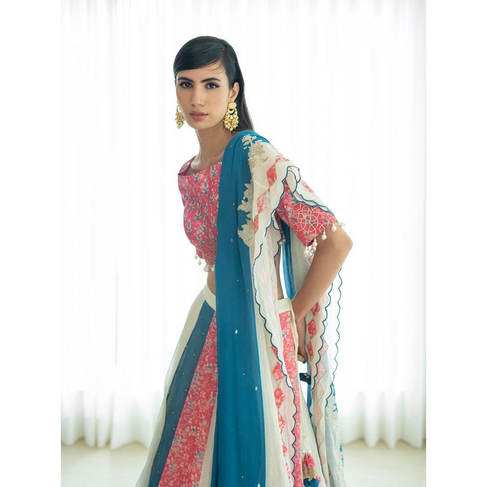 Mandira Wirk Multi-Colour Lehnga (Set of 3)