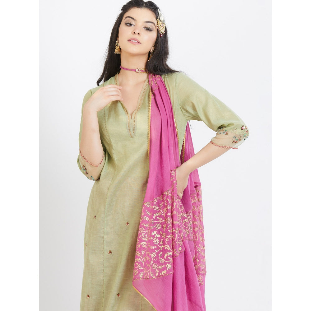 MANDIRA WIRK Jade Kurta Sharara (Set Of 3)