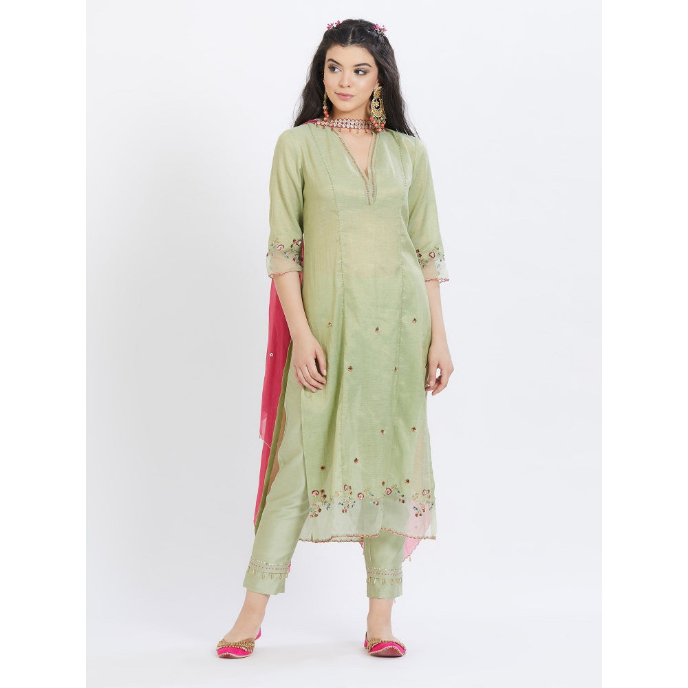 MANDIRA WIRK Jade Kurta With Pant And Dupatta (Set Of 3)