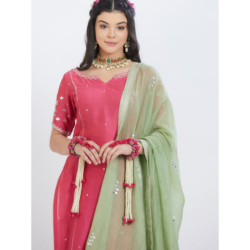 MANDIRA WIRK Fuchsia Kurta Sharara (Set Of 3)