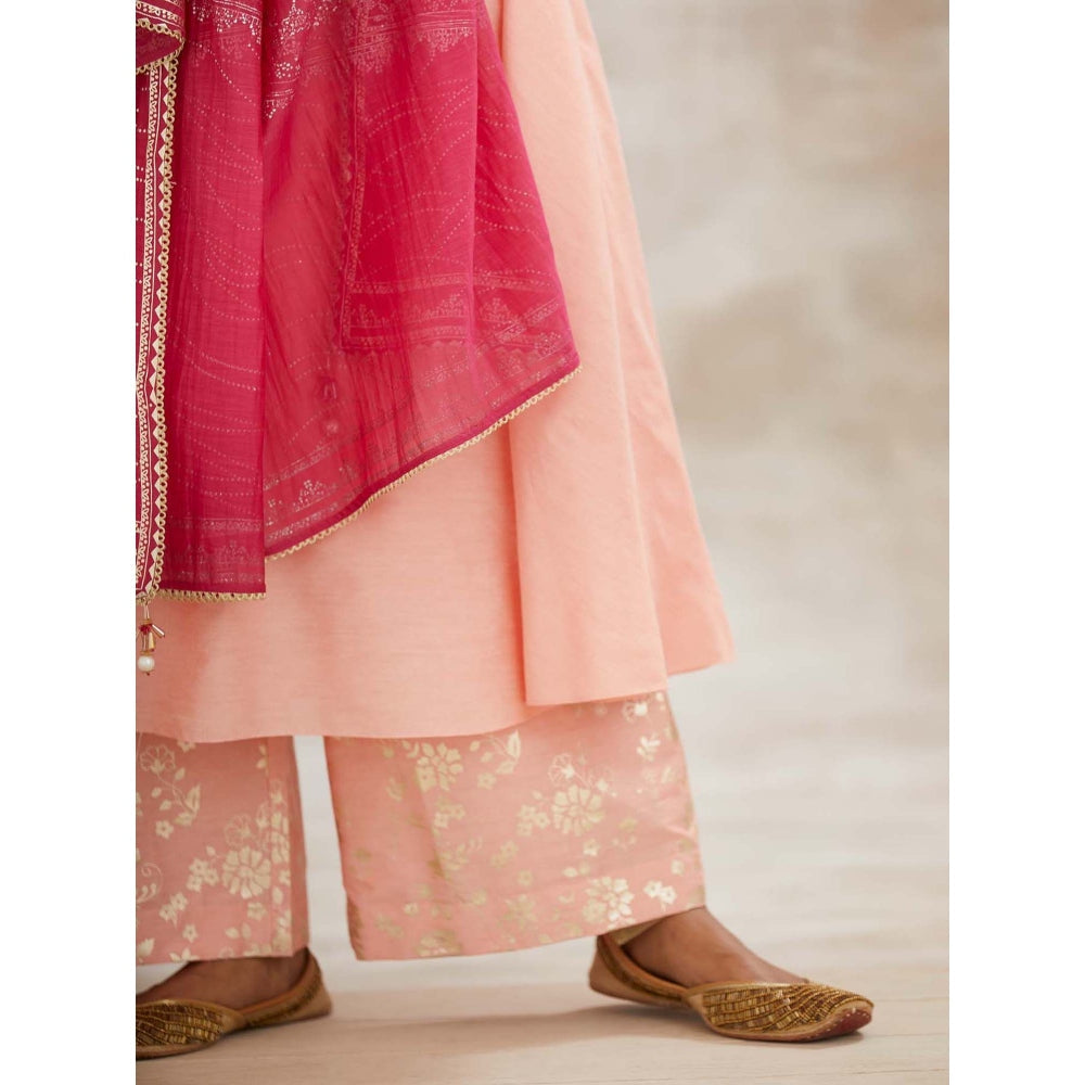 MANDIRA WIRK Peach Embellished Festive Kurta with Pant and Dupatta (Set of 3)