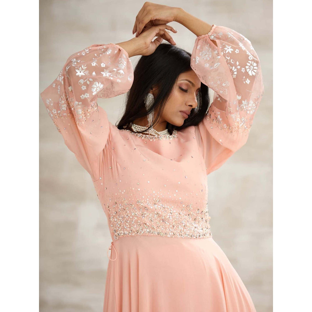 MANDIRA WIRK Peach Embellished Tunic with Pant (Set of 2)