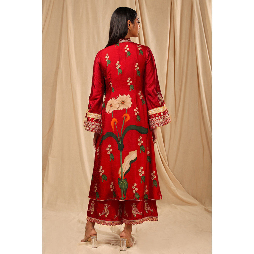 Masaba Red Spring Blossom Culotte (Set of 3)