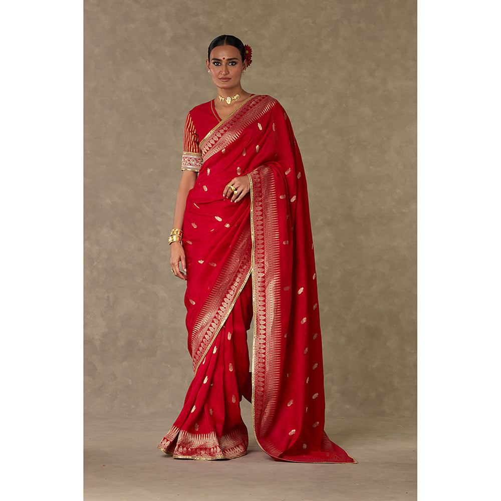 Masaba Red Haath Phool Saree with Unstitched Blouse