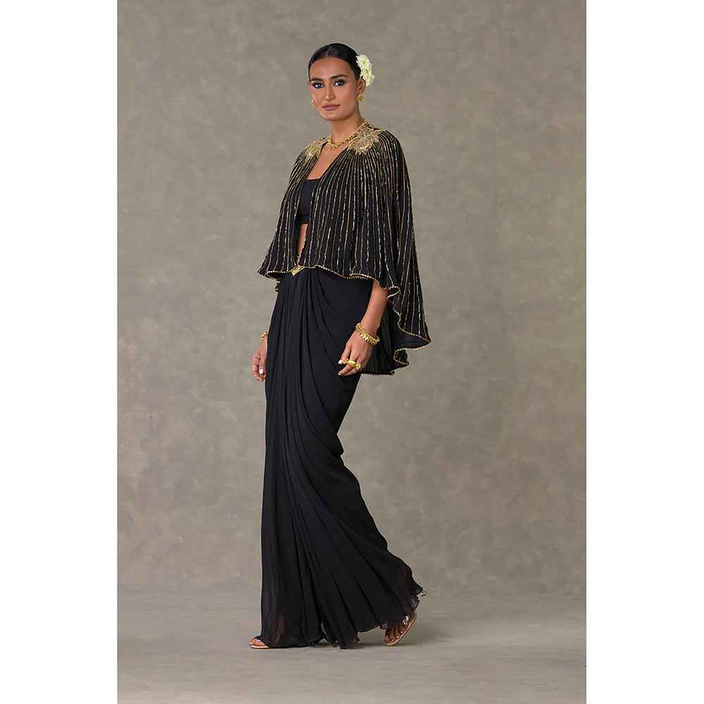 Masaba Black Neel-Kamal Cape with Tube & Skirt Set (Set of 3)